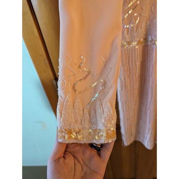 Fabrice Silhoutte Vintage Fringe Beaded Peach Dress size 6 - Picture 7 of 16